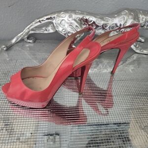 Christian Louboutin  Pink Slingback Peep-Toe High Heels, 38.5 IT